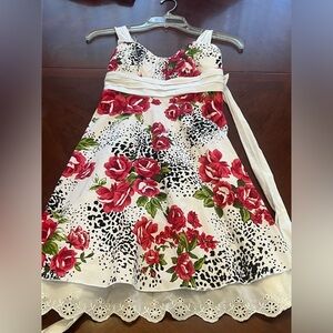 My Michelle Juniors Size 3 White Floral with Black Leopard Print Dress